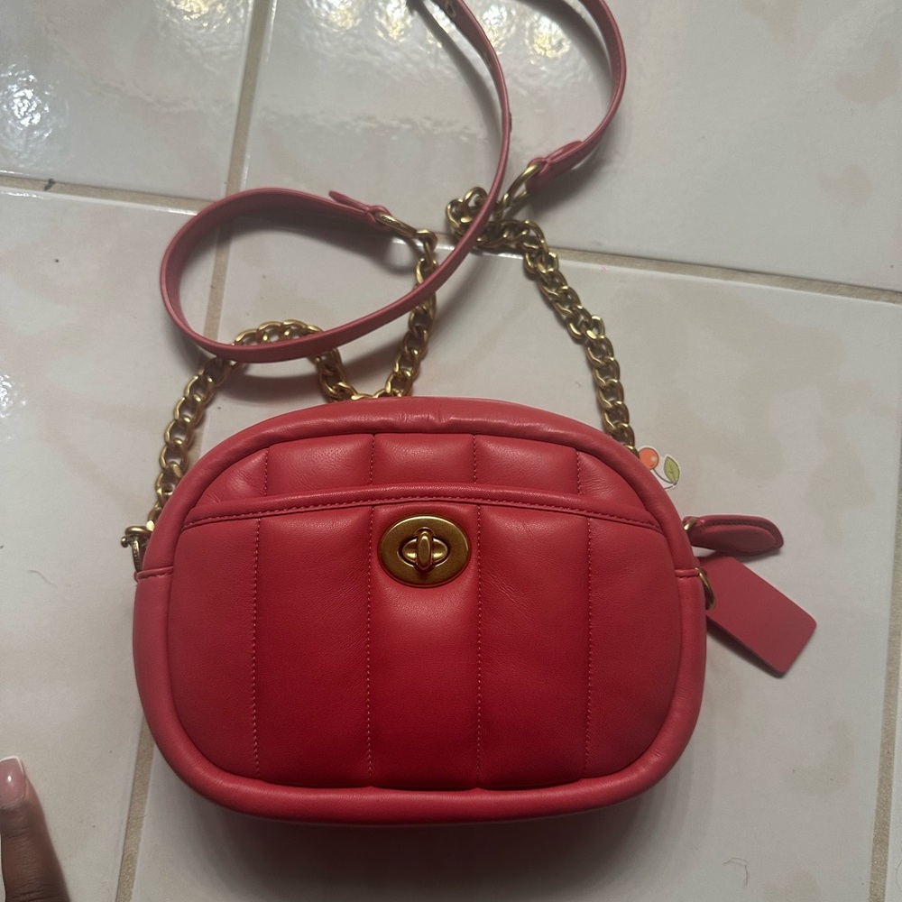 Coach Small Camera Bag with Quilting in the color Watermelon